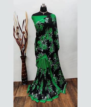 ANAND SAREES Georgette Printed Saree With Unstitched Blouse Piece ( Yellow )