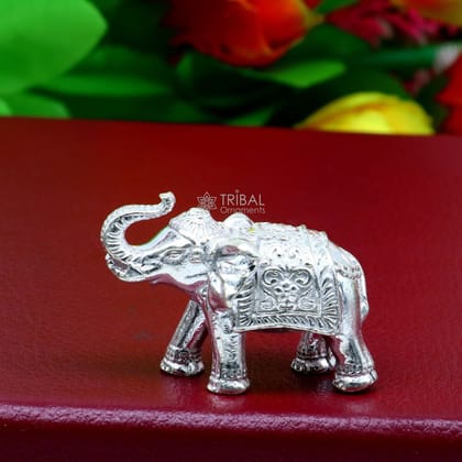 Fully solid 925 Sterling silver Elephant statue/ figurine sculpture, best gifting or puja article figurine for wealth and prosperity art607