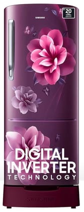 Samsung 183 L, 4 Star, Digital Inverter, Direct-Cool Single Door Refrigerator (RR20C1824CR/HL, Red, Camellia Purple, Base Stand Drawer, 2024 Model) Red