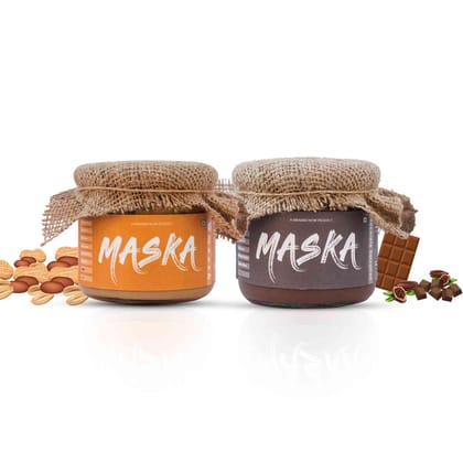 MasKa Peanut Butter Creamy Combo | Smooth + Chocolate Salvation (350gm + 350gm) High Protein | All-Natural