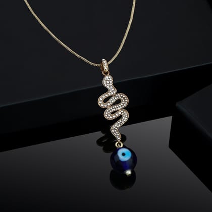 Estele - Gold Plated Chain With Evil Eye Snake Pendant For Women / Girls