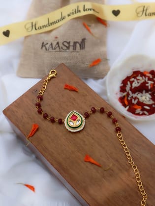 Nihal Maroon Kundan Lumba-Red