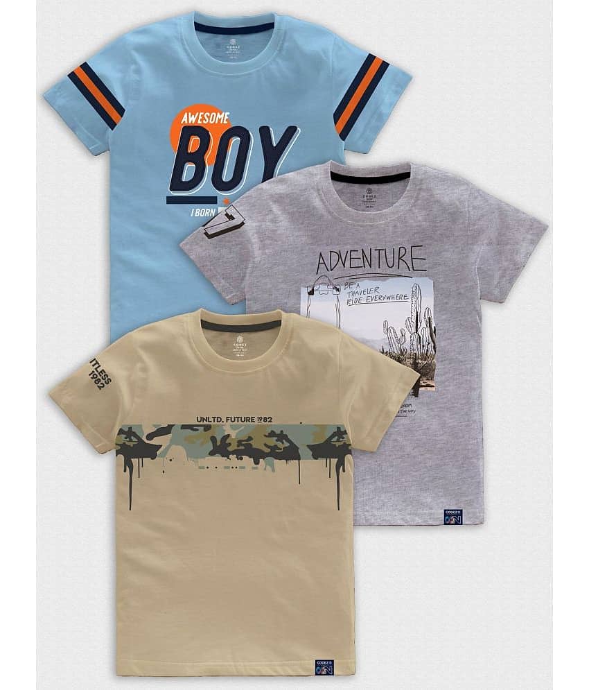 CODEZ Pack of 2 Boys Cotton Blend T-Shirt ( Multicolor )