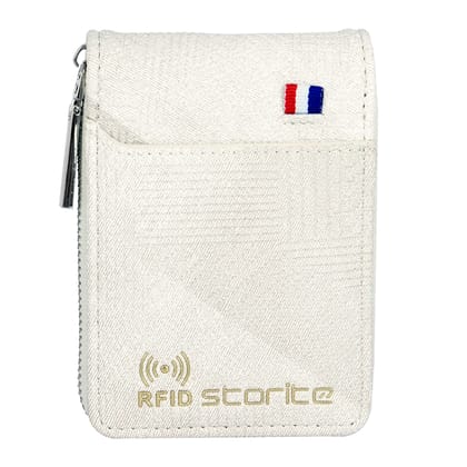 Storite RFID PU Leather 9 Slot Vertical Credit Debit Card Holder Money Wallet Zipper Coin Purse for Men Women (Beige,11.5 x 2 x 8 Cm)