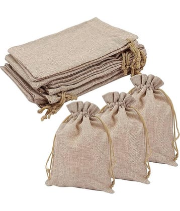 Vardhman  Jute Potli Natural Hessian Bags for Fancy Return Gifts - Wedding - Functions - Baby Showers – Birthday packing  - Gifts Bags – (16 x 23 cm) – 10 pcs