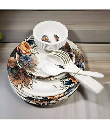 kitchrox Melamine Dinner Set Pack Of 24 Multicolor Melamine Dinner Set ( Pack of 24 )