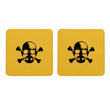 Multicolor Breaking Bad Walter Danger Skull Set Of 2 Square Wooden Coaster
