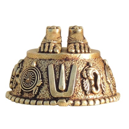 Brass Charan Paduka Idol | Spiritual Worship Decor, Height : 1.2 Inch (BSMAS1706 C)