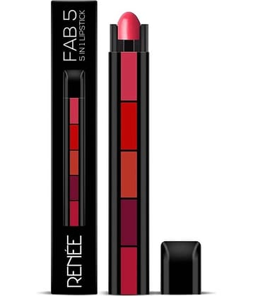 RENEE Fab 5-In-1 Lipstick, Bold Colors, Smooth Texture & Travel Friendly, 7.5g