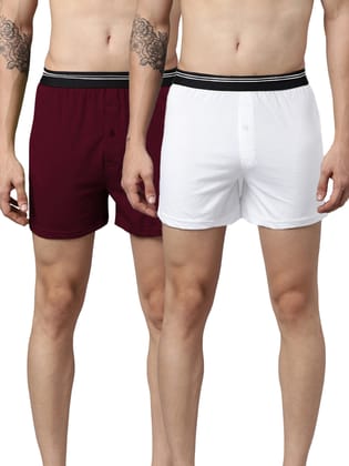 2 Pack Solid Cotton Boxers-M