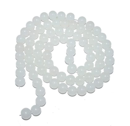 White Round Painted Glass Beads For Jewelry Making , (10 MM) ,BWGB-212-1 String in 80 Pieces / 10 MM