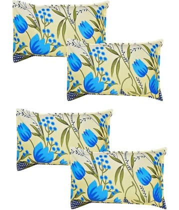 Homefab India - Pack of 4 Microfiber Floral Printed Standard Size Pillow Cover ( 66.04 cm(26) x 43.18 cm(17) ) - Green