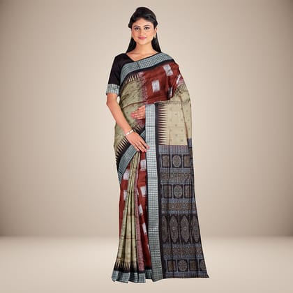 Dual Design Body Traditional Motif Bomkai Silk Saree