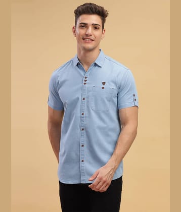Kuons Avenue Denim Regular Fit Solids Half Sleeves Men's Casual Shirt - Blue ( Pack of 1 )