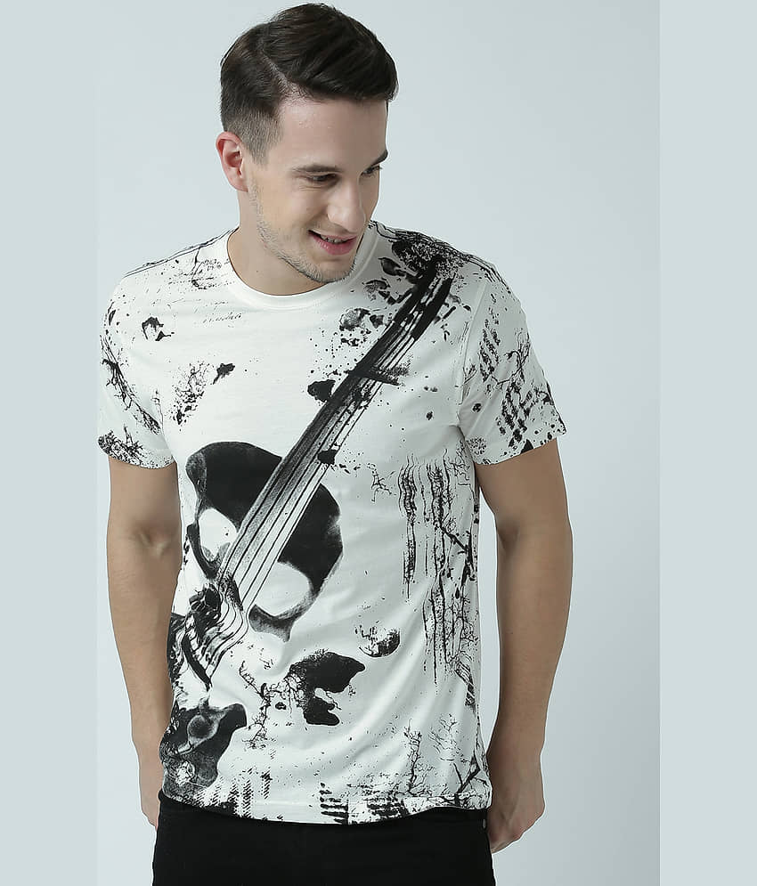 Huetrap Pack of 1 Cotton Regular Fit Men's T-Shirt ( Off White )