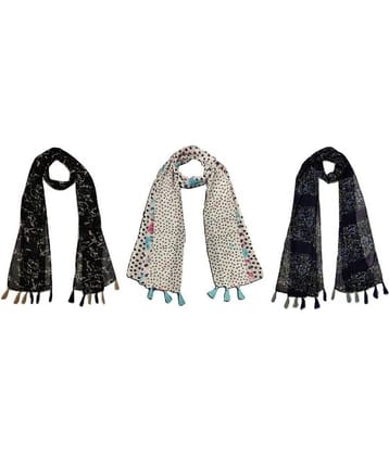 stolevilla Multi Printed Poly Cotton Yarn Stoles ( Pack of 3 )