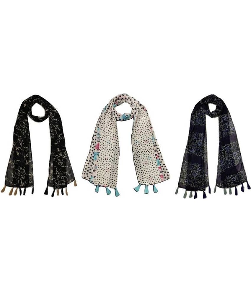 stolevilla Multi Printed Poly Cotton Yarn Stoles ( Pack of 3 )