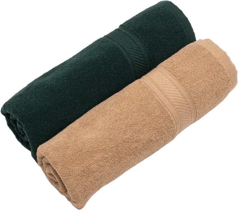 Furnofy Cotton 450 GSM Bath Towel Olive Green, Beige (Pack Of 2)