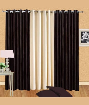 N2C Home Floral Semi-Transparent Eyelet Curtain 5 ft ( Pack of 3 ) - Black
