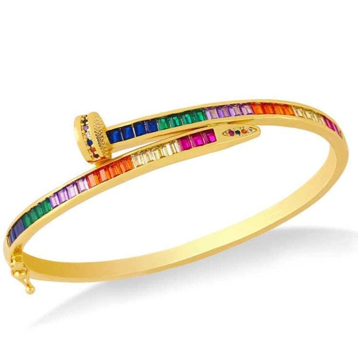Cubic Zirconia Bracelet Rainbow Bangle Color Nail