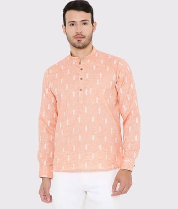 Maharaja - Peach Linen Men's Regular Kurta ( Pack of 1 )