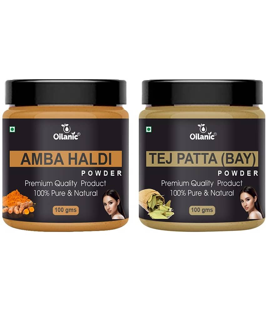 Oilanic 100% Pure Amba Haldi Powder & Tej Patta For Skincare Hair Mask 200 g Pack of 2