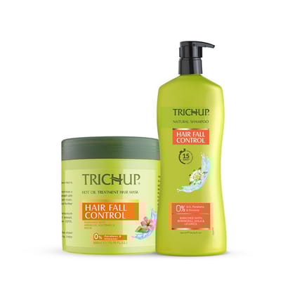 Trichup Hair Fall Control Kit – Shampoo 640 ml & Hair Mask 500 ml – Herbal Hair Care for Stronger, Healthier Hair