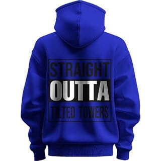 BULL CLOTHING Straight Outta Tilted Towers Dark Blue Hoodie  280 GSM Fleece  Comfortable Casual Wear Sweatshirt (XL)