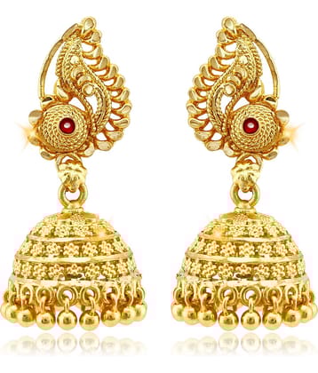 Vighnaharta - Golden Jhumki Earrings ( Pack of 1 )