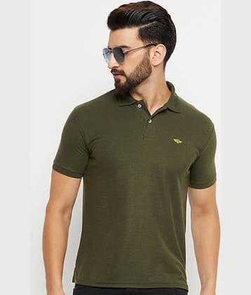 GET GOLF Pack of 1 Cotton Blend Regular Fit Solid Half Sleeves Men's Polo T Shirt ( Olive )