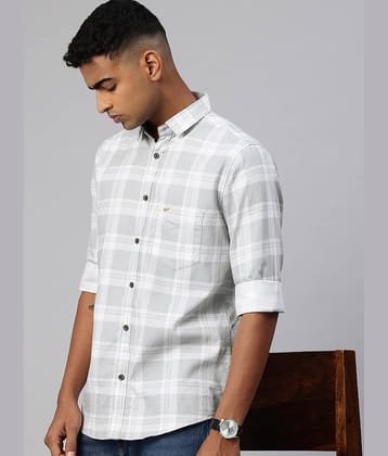 MAJESTIC MAN 100% Cotton Slim Fit Checks Full Sleeves Men's Casual Shirt - Light Grey ( Pack of 1 )