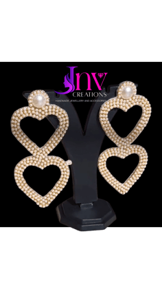 Heart shape long earrings