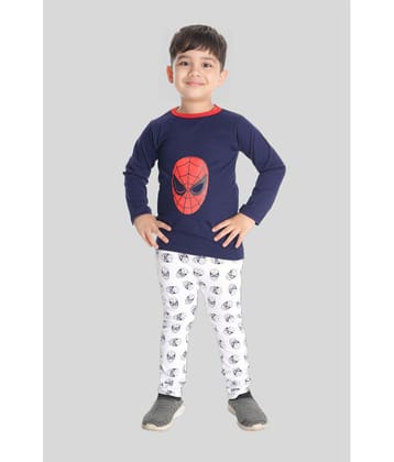 s muktar garments Navy Blue Cotton Boys T-Shirt & Pants ( Pack of 1 ) - None