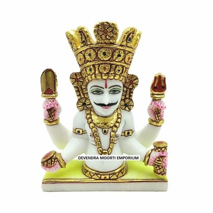 Marble 7 Inch Nakoda Bhairav Ji Statue, Home Marble 7 Inch Nakoda Bhairav Ji Statue, Home