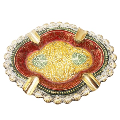 Handcrafted Brass Ashtray | Handcrafted Decorative Smoking Tray, Height : 0.8 Inch (ZMAS382 F)