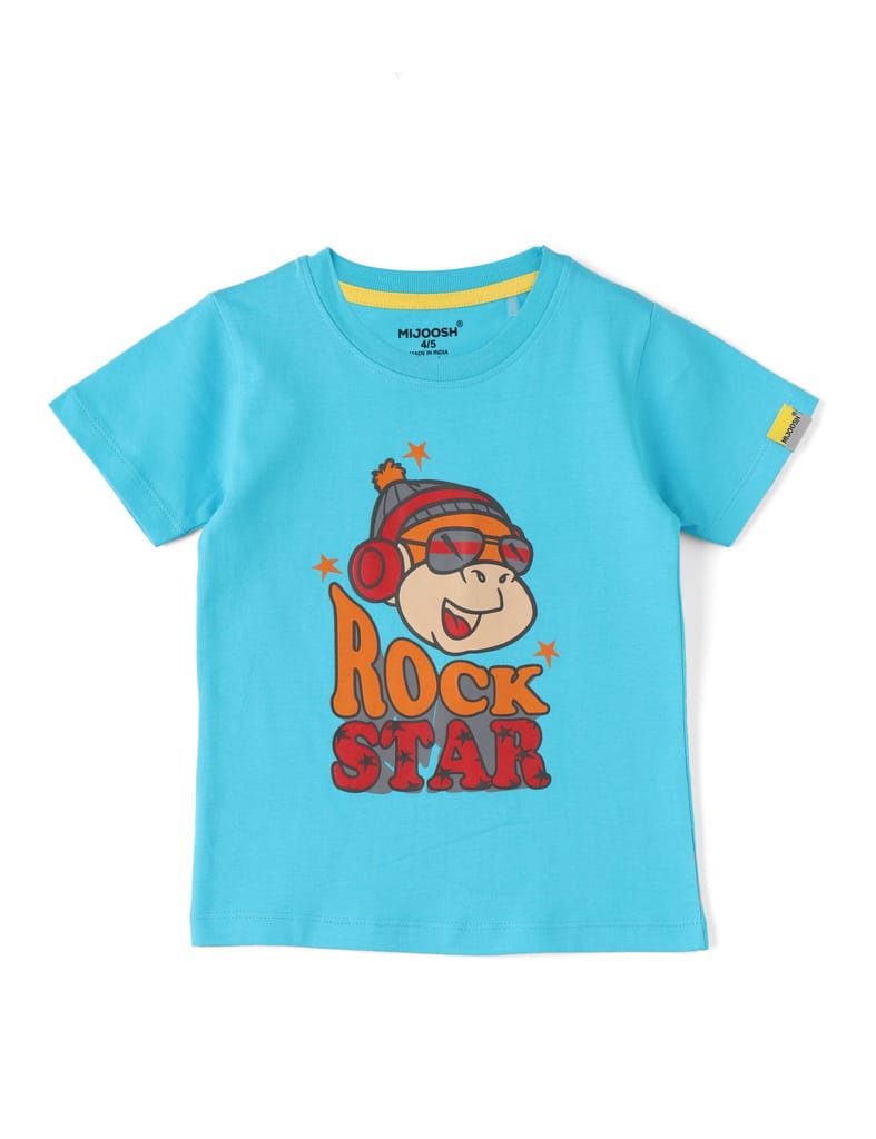 Top Kids Boys T shirt Cotton Scuba Blue Rock Star 2025 at ShopCircuit | ONDC