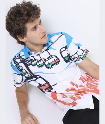 Ketch Polyester Slim Fit Printed Half Sleeves Men's Casual Shirt - White ( Pack of 1 )