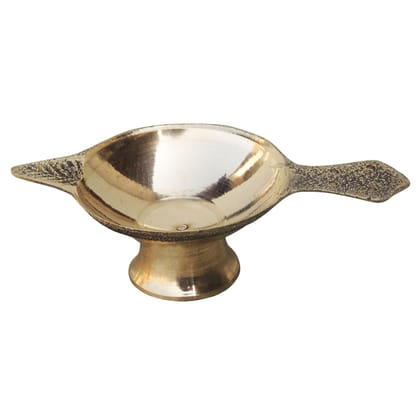 Brass Table Decor Oil Lamp Deepak No. 1  - Compact Brass Diya for Home Mandir, Height : 1 Inch (FMAS626 B)