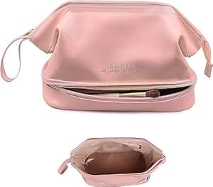 KATHIYAWADI Women Travel Make Up Toiletry Organizer Pouch Double-Layered Dry and Wet Separation Bag | Lather |  pink