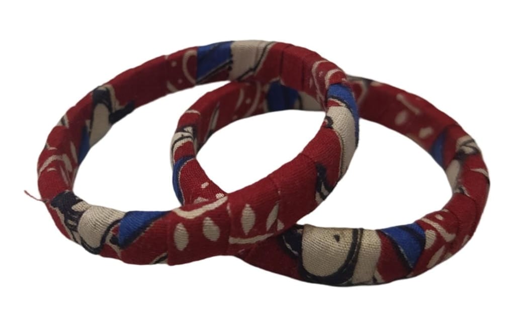 Red and Blue Fabric Bangles