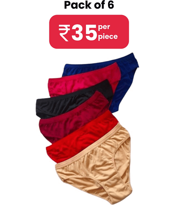 DOOZIE LOVEPLUS Pack of 6 Poly Cotton Solid Women's Bikini ( Multicolor )