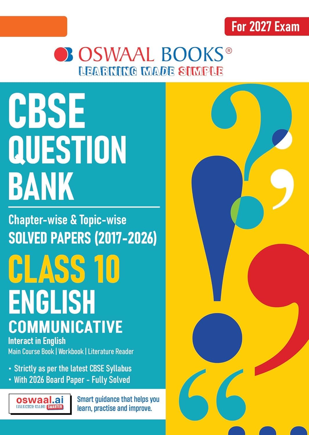 Oswaal CBSE Question Bank Chapterwise and Topicwise SOLVED PAPERS Class 10 ENGLISH COMMUNICATIVE For Exam 2026 Paperback – 26