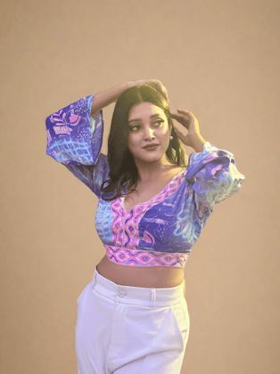 Sky Purple Backless Crop Top-S