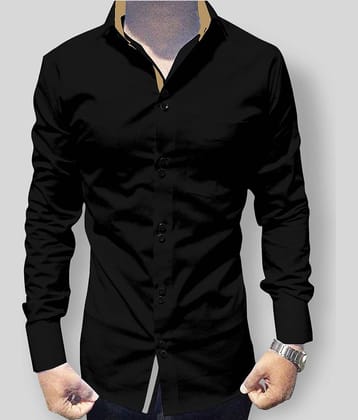 P&V - Black Cotton Blend Slim Fit Men's Casual Shirt (Pack of 1)