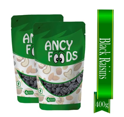 Ancy Kali Kishmish 400 Grams (200gm X 2) - Black Raisins | Kali Darakh / Drakash | Boost Immunity & Vitality | Black Kismish with Sweet Fruity Taste and Soft Chewy Texture | Rich in Potassium