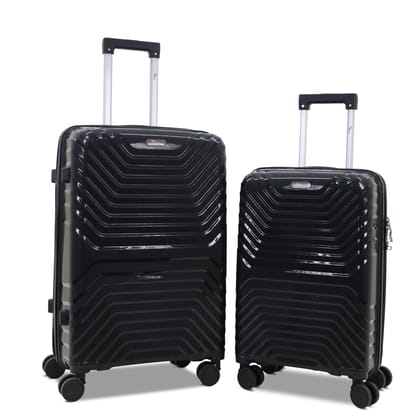 SKYCARRY Vanxx | PP Hard-Shell Luggage Set (2-Piece) | TSA-Type Lock | 360 Dual Spinner Wheels | Aviation-Grade Telescopic Handle | Matte-Gloss Finish (2, Jet Black, Small/Medium) SKYCARRY Vanxx | PP Hard-Shell Luggage Set (2-Piece) | TSA-Type Lock | 360 Dual Spinner Wheels | Aviation-Grade Telescopic Handle | Matte-Gloss Finish (2, Jet Black, Small/Medium)