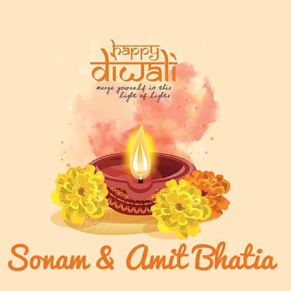 Happy Diwali Gift Tags/Gift Stickers - Marigold Diwali-Flat Cards Without Ribbons / Set of 10