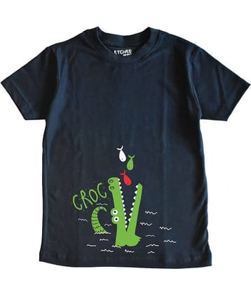 ETCHED DESIGN Pack of 4 Boys Cotton T-Shirt ( Navy Blue )