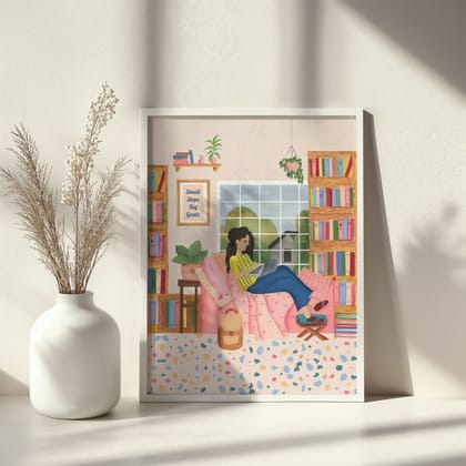 Small Step Big Goals Wall Art-8x10 inches / White Frame
