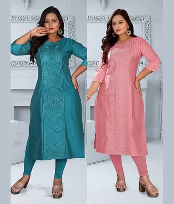 Hetsa Women Chanderi Embroidered A-line Kurti ( Multicolor )